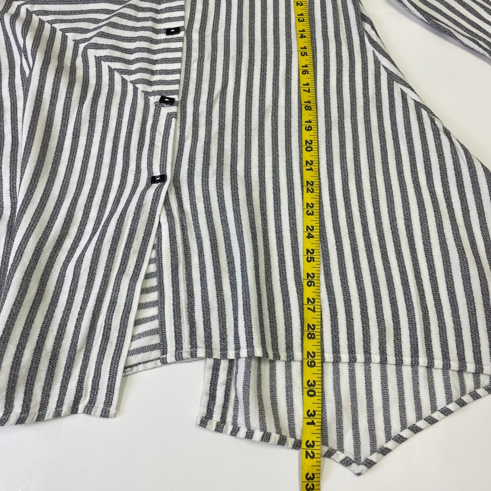 Soft Surroundings Striped Tunic Shirt Black White Sharkbite Hem Womens Small - Picture 14 of 16